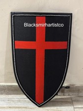 Medieval Wooden Crusader Shield: Black and Red Knight Cosplay Armor Costume LARP