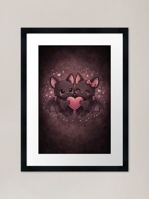 Batty for You ute Bat Couple Got Gerahmtes Wandbild Poster Leinwanddruck Bild