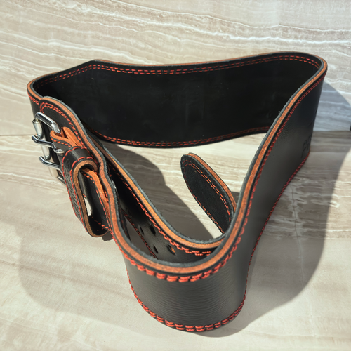 ProFitness 4" 48" Weight Lifting Belt (5mm Thick) Black Red Leather Weight Belt - Picture 3 of 4