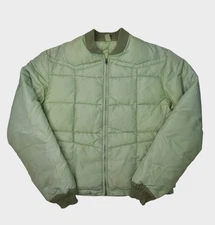 Vintage Stearns Jacket Mens Medium Green Quilted Puffer Bomber Hansa Branta USA