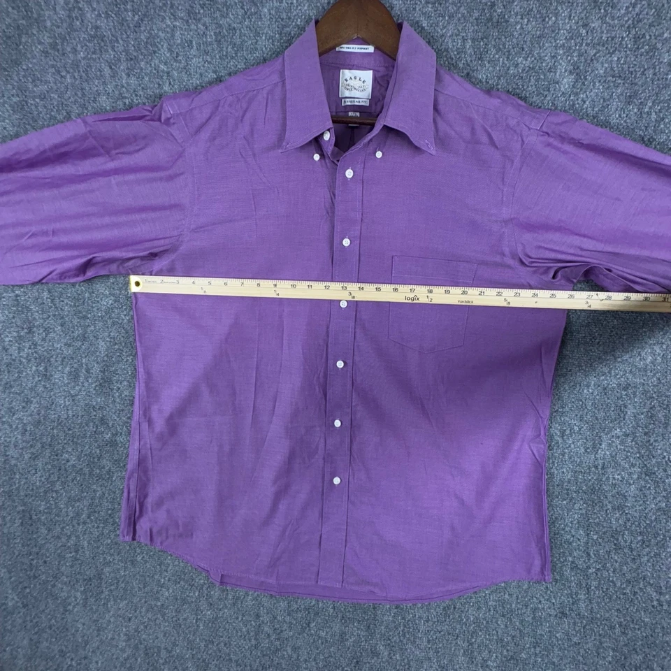 Рубашка мужская фиолетовая 80-х годов Eagle Shirtmakers двухслойная точечная стандартного покроя - Изображение 4 из 4