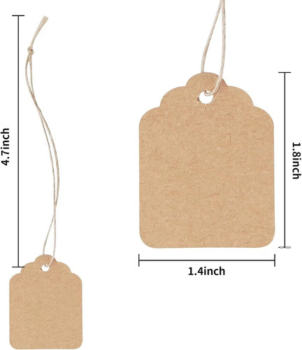 Price Tags with String Attached - 500PCS Gift Tags Kraft Paper Hang Tags for La - Picture 2 of 2