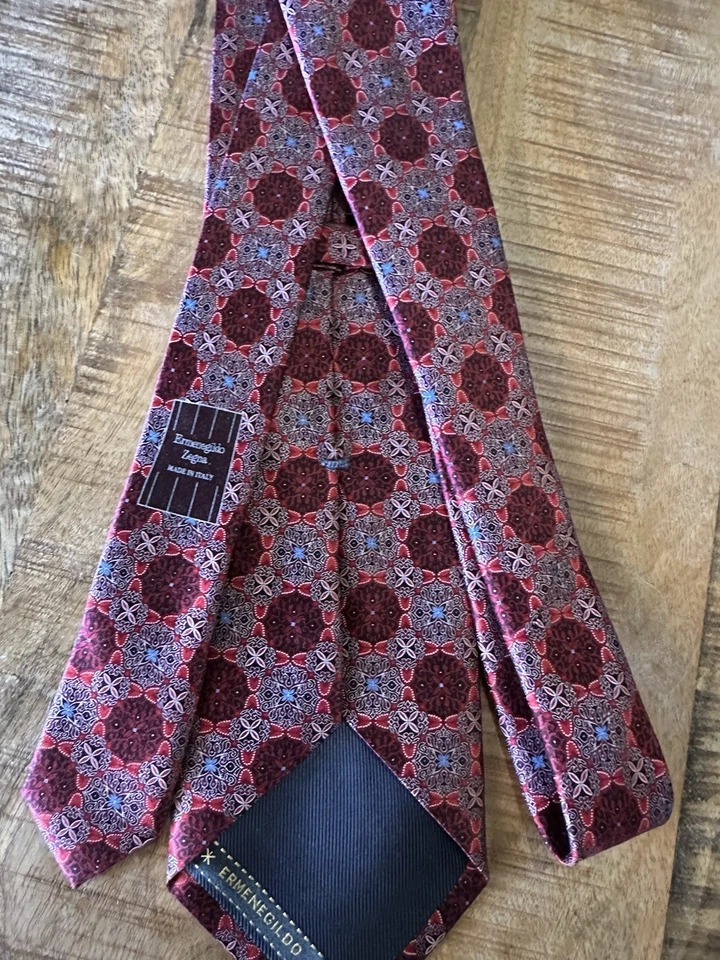 Ermenegildo Zegna Red Kaleidoscope Italian Silk Tie NWOT - Image 3 of 4