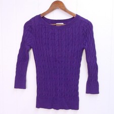 LOFT Purple Cable Knit 3/4 Sleeve Sweater Women's XS / 1225