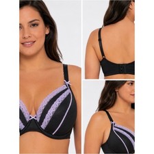Adore Me Black Bra with Lavender Lace Trim