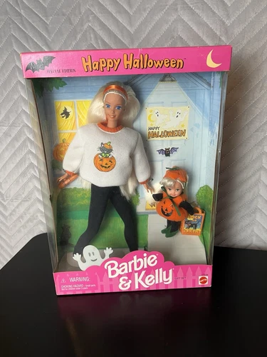 Vintage 90s Barbie Kelly Halloween Trick Treat Pumpkin NEW NRFB NOS dolls 