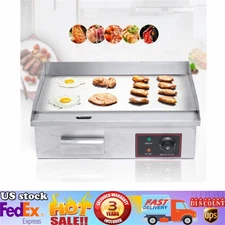 Commercial Electric Flat Top Grill Griddle Power Stove 110v/60Hz 1600W Stainless