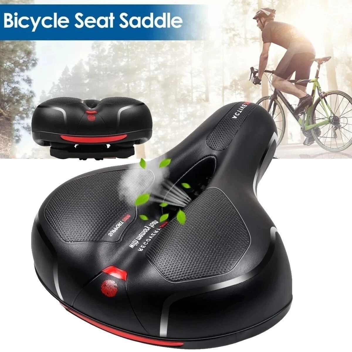 Extra Wide Big Bum Bike Bicycle Saddle Seat Gel Cushion Sporty