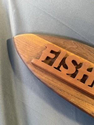Vintage Carved Wooden Nautical FISHING TACKLE Advertising Sign