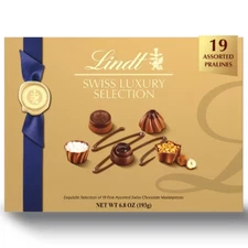 Lindt Swiss Luxury Selection Assorted Christmas Chocolate Candy Gift Box - 6.8oz
