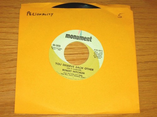 LOT of 2 POP PERSONALITY 45 RPMs - ROBERT MITCHUM - MONUMENT 1006 & 1025 - Picture 3 of 4