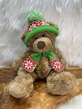 Christmas Winter Holiday Teddy Bear Stuffed Animal Green Red Hat Scarf Hugfun