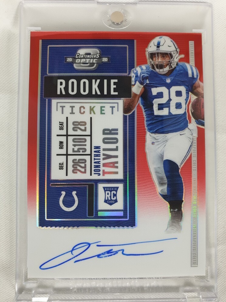 2020 CONTENDERS OPTIC #116 JONATHAN TAYLOR 126/199 AUTO RED ROOKIE TICKET RC
