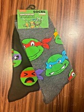 Teenage Mutant Ninja Turtles 2 Pair Crew Socks Mens 8-12 TMNT Nickelodeon NEW