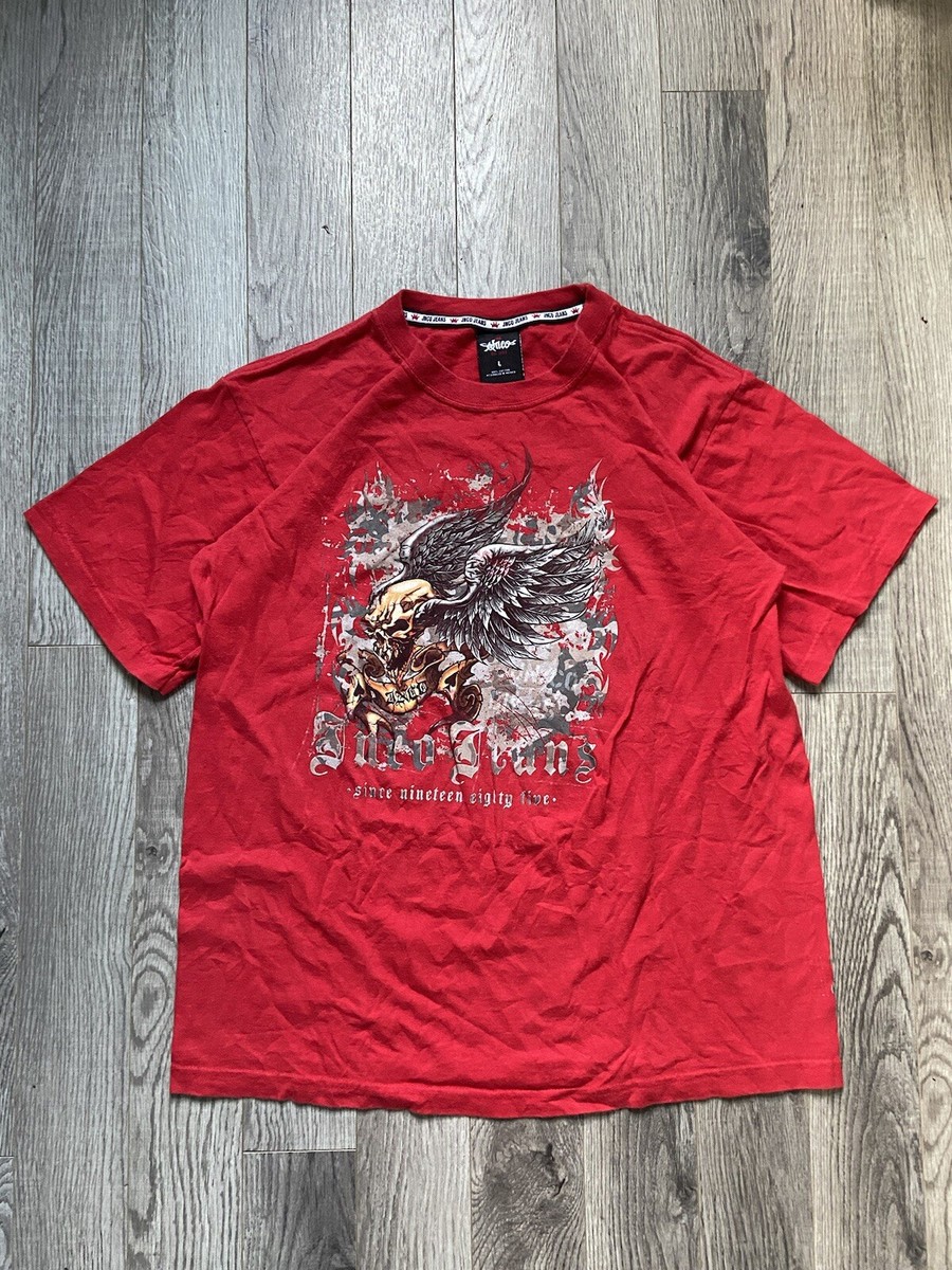 90s JNCO Tshirt シャツ　vintage JNCO Jeans Vintage 90s JNCO Flying Skull Double Sided Red T-shirt
