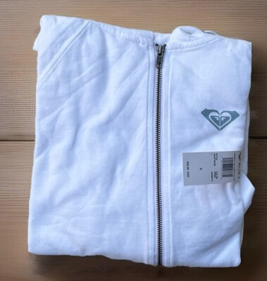 Roxy Women's White Peninsula California Zip up Hoodie Size S ARJFT03705