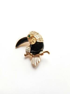 Atemberaubende Diamant vergoldet Vintage Look Weihnachten Vogel Brosche Tortennadel B8