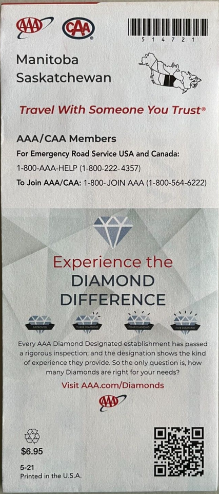 New AAA MANITOBA & SASKATCHEWAN Canada ROAD MAP Highway Tour CAA 2021 ...