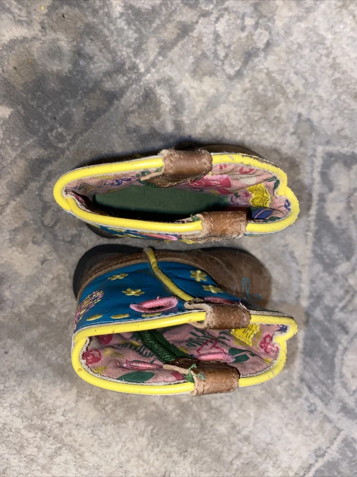 John Deere Bebé Infante Botas Johnny Poppers Pull On Marrón Azul Floral Talla 5 Foto 3 de 4