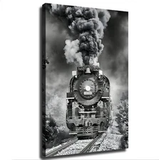 Railway Train Black and White Retro Train Poster Canvas Picture Printing Wall