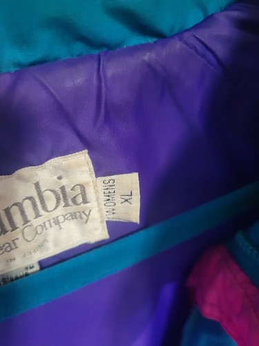 VTG 1990s Ladies Columbia Powder Keg Jacket Teal Purple Pink XL /Extra Large - Picture 9 of 9