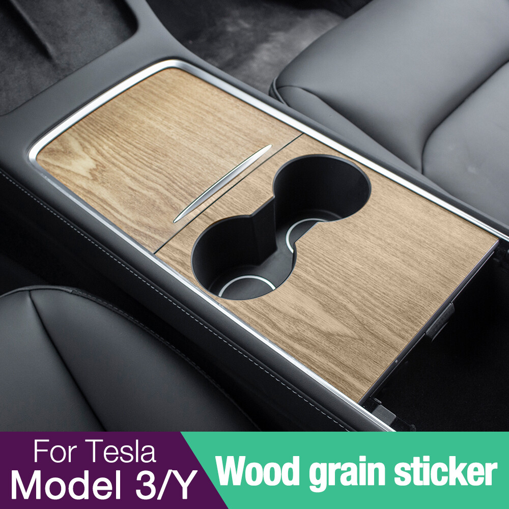 For Tesla Model 3 Model Y 2021-2023 Wood Grain Center Console Cover Wrap Kit AU