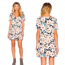 Show Me Your Mumu Kylie Mini Dress Floral Steel Magnolia V Neck Womens Size XS
