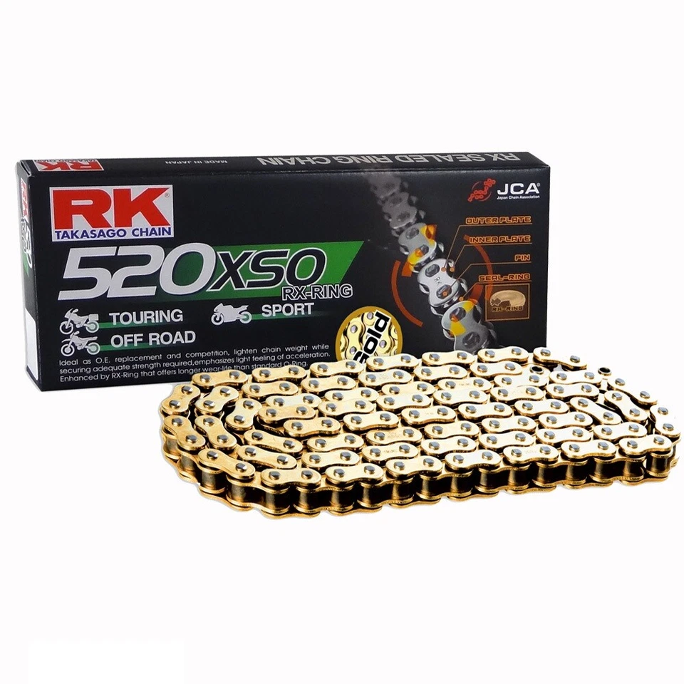 Juego de cadenas Yamaha SRX 600 86-89 cadena RK GB 520 XSO 104 ORO ABIERTO 15/37 Foto 4 de 4