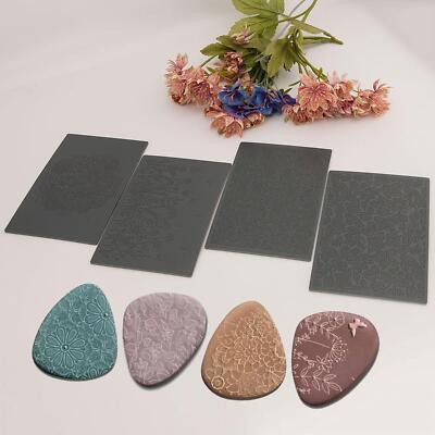 4 Stück Polymer Clay Textur Blätter Bastelwerkzeuge Zum Selbermachen Handwerk Texturmatten