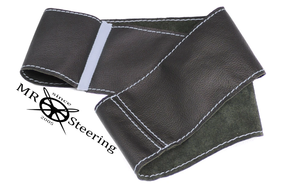 PARA VW NUEVO ESCARABAJO 1997-2010 CUBIERTA VOLANTE CUERO NEGRO REAL + CORREA GRIS Foto 2 de 4