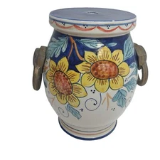 Deruta Italy Filli Mari Lamp Base Hand Painted Pomegranate Sunflower Design VTG