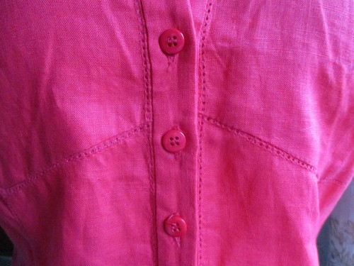 Debenhams - Red, short sleeve 100% linen, shirt - Size UK16/EU44 - Picture 3 of 10