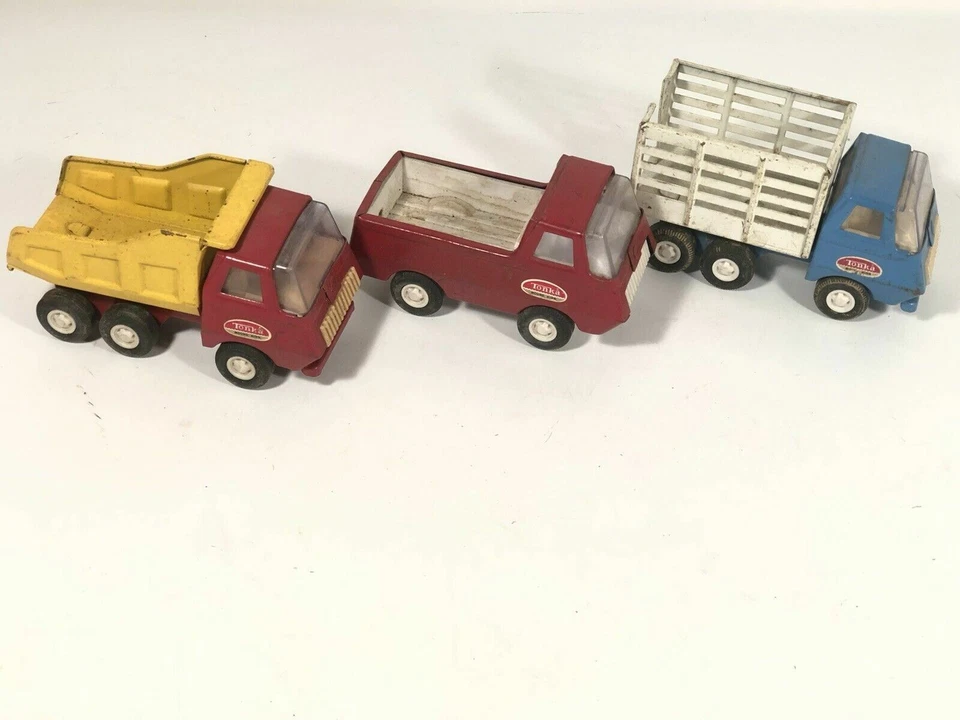 Tonka Econoline Vintage Pressato Acciaio Lotto Discarica Camion Pick-Up Paletti - Immagine 3 di 4
