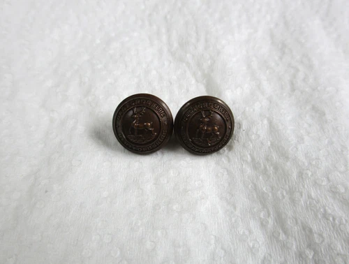Pair WW2 Era UK Army:"BEDFORDSHIRE & HERTFORDSHIRE BRONZED CAP BUTTONS" (13mm)