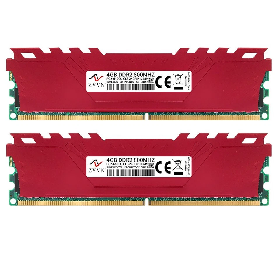 ZVVN 8GB 2x 4GB DDR2 800MHz PC2-6400U CL6 240Pin intel Desktop PC Memory RAM RED - Image 3 of 4