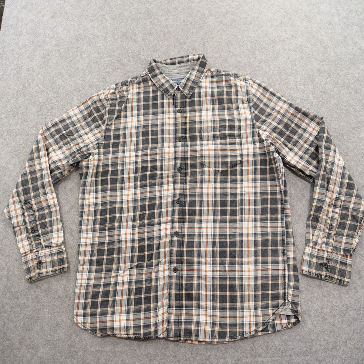 American Rag Cie Button Up Shirt Mens Large Gray Long Sleeve Plaid Button