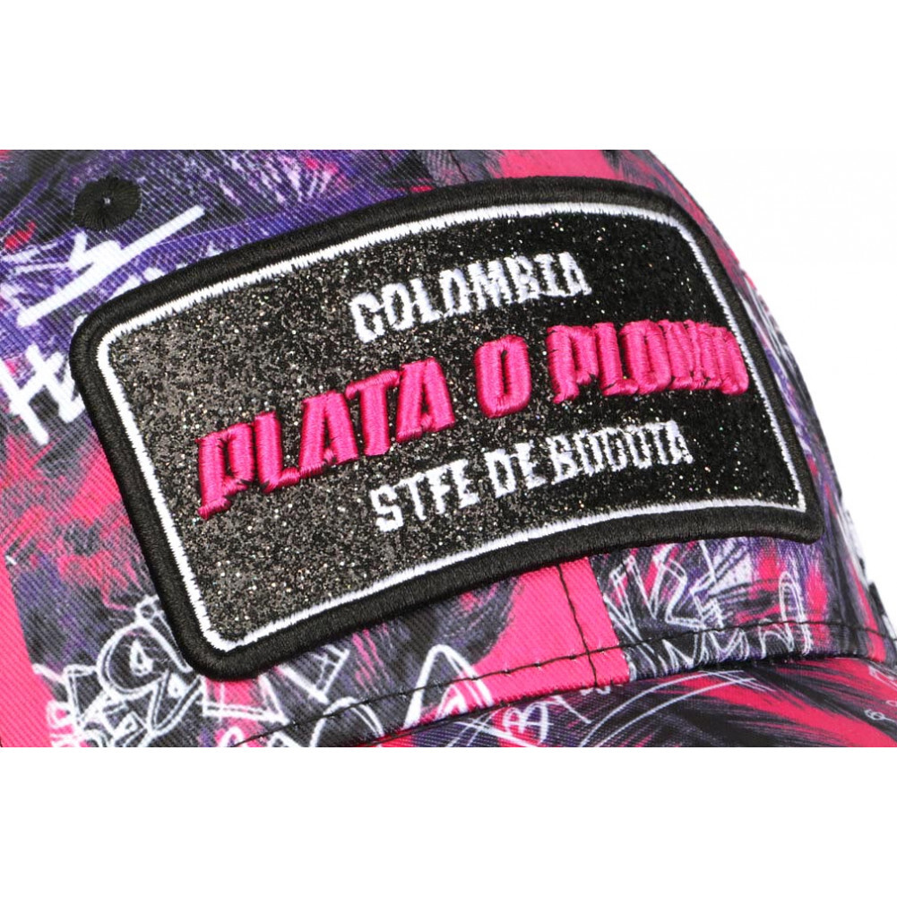 Casquette Baseball Colombia Strass Rose Et Violet - Style Tropical Plata O Plomo - Taille Unique SKR