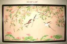 Hand Painted Oriental Art in Wooden Frame