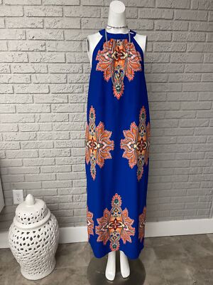 sachin and babi light blue dress Roman Royal Blue Pleated Halter Neck Maxi Dress