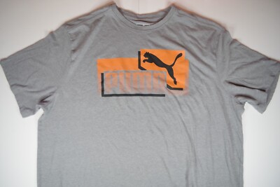 Puma Mens Size 2XL Graphic T-Shirt Short Sleeve Grey Color