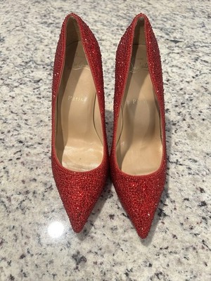 Christian Louboutin フラットシューズ スワロフスキー　38 Red Christian Louboutin Swarovski heels size 38 | eBay