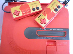 Sharp Twin Famicom AN-500-R Red Console Tested Maintained w/ Adapter AV