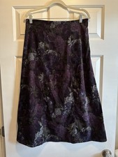 90 s Vintage Floral A Line Midi Skirt PL Black Purple Whimsigoth Dark Romantic