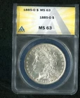 1885 - O   MORGAN  SILVER  DOLLAR  - ANACS MS63........NICER THAN GRADE