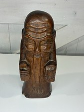 Asian Hand Carved Wooden Sculpture Statue Of Old Chinese Bearded Man 10  B