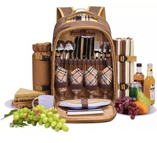 Eono 4 Person Picnic Insulated Backpack with Tableware Set & Blanket Outdooor