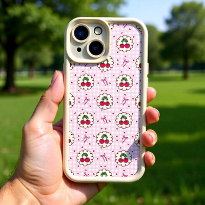 Süße kirschrosa Kawaii Schleife iPhone Hülle Stoßfest Cover Girly Handy 16 15Pro 05