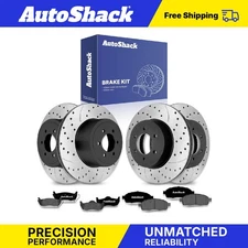 Front Rear Drilled Slotted Brake Rotors Ceramic Pads for Ford F-150 5.4L