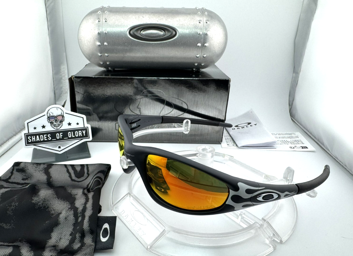 OAKLEY STRAIGHT JACKET 99 DARK GREY FLAMES RUBY BRAIN DEAD