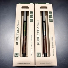 Kuru Toga Wood 0.5mm Uni Mitsubishi Mechanical Pencil Set of 2